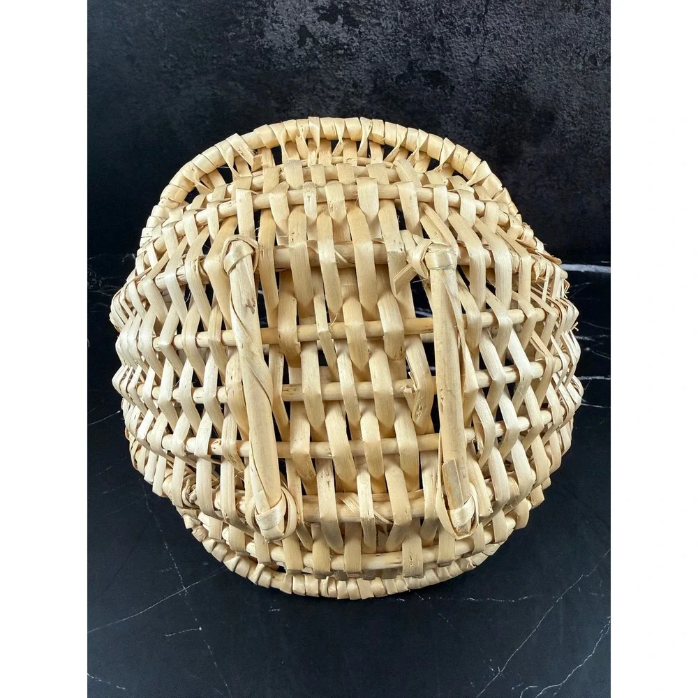 VTG Hand Woven Splint Gathering Basket with Handle 9.5